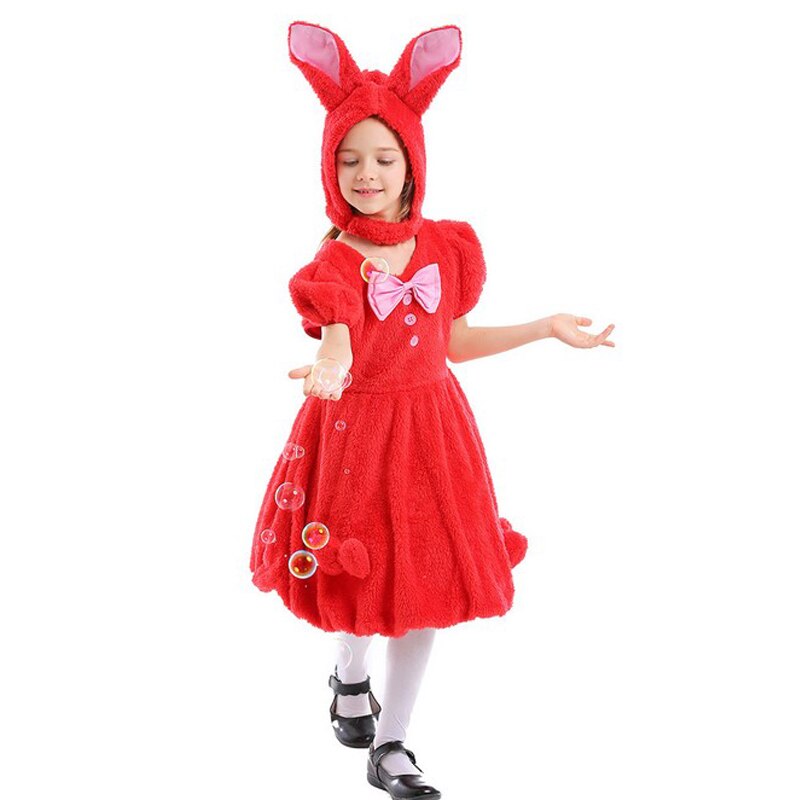 Nette Kinder Ostern Bunny Kostüm Mädchen Karneval Party Bühne Dance Kaninchen Kleid: Red / S