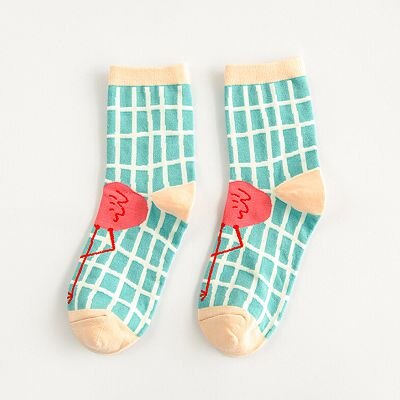 Calcetines divertidos Harajuku para mujer, medias de algodón con dibujos animados de aves, animales, flamencos, cómodos en tubo, medias de chica,: 3