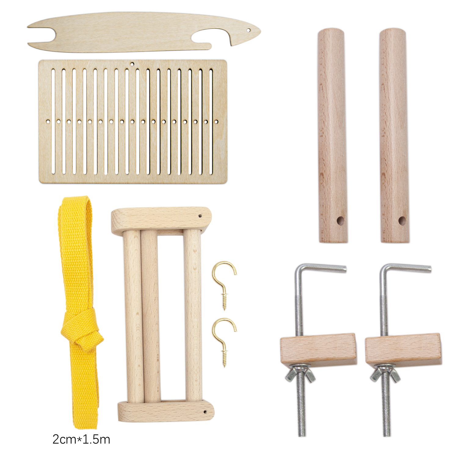 1 zestaw krosna tkackiego uchwyt robić taśmój tkane maszynowo materiały tkackie DIY narzędzia rzemieślnicze, zestaw kołków robić wypaczania klonu narzędzia robić szycia: żółte światło