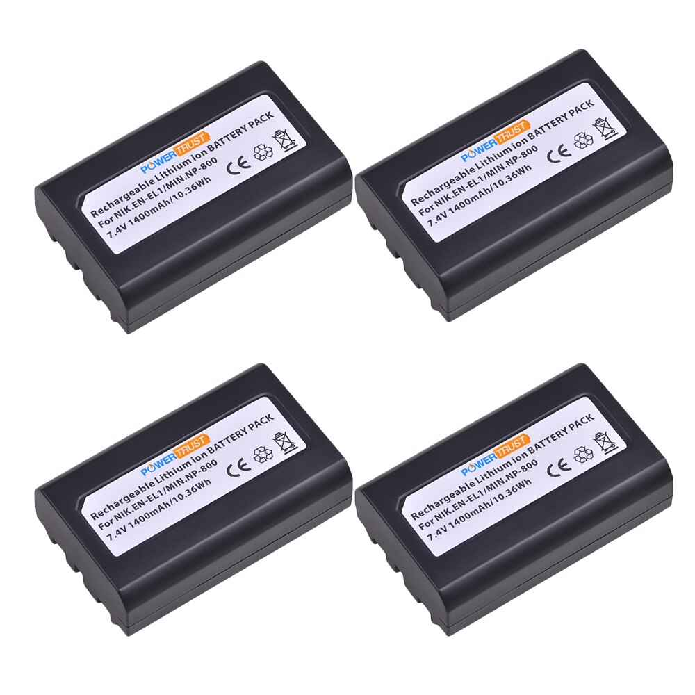 PowerTrust EN-EL1 ENEL1 Battery 1400mAh for Nikon EN EL1 CoolPix 4300 5400 8700 500 775 880 885 990 995 Bateria