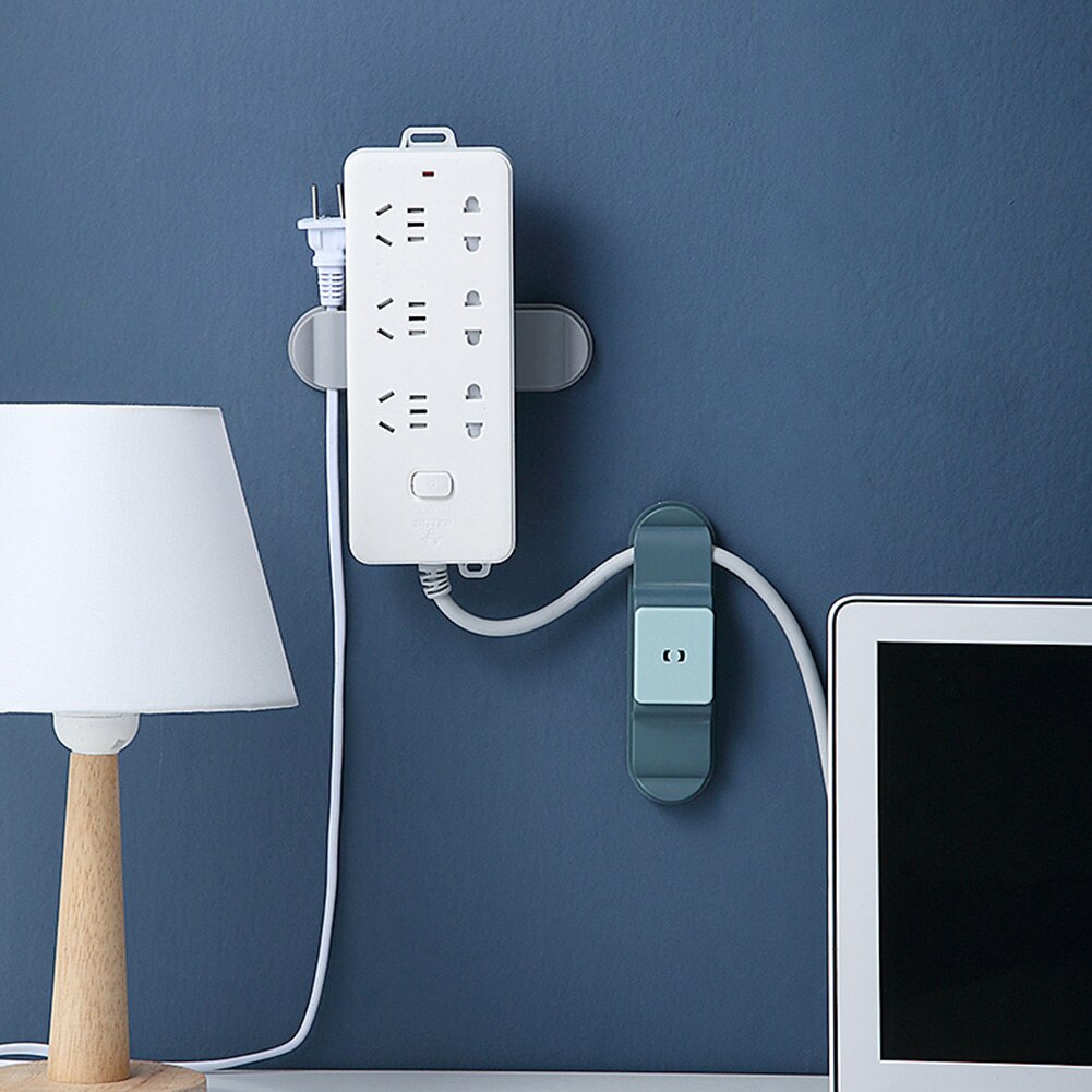 Zelfklevende Muur Gemonteerd Stopcontact Hanger Holder Usb Data Kabel Winder Draad Plug Organizer Haak