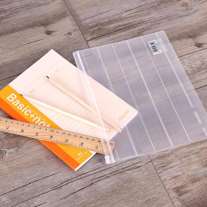 Deli 2pcs Transparent Foldable A4 File Folder Desk Document Paper Organizer Storage Bag Office School Stationery