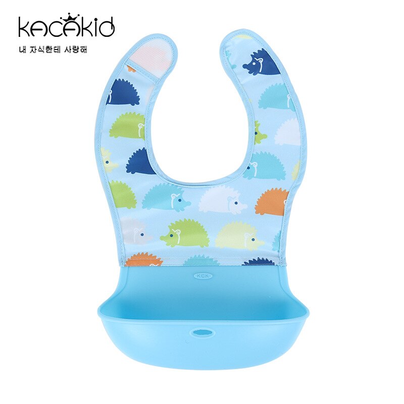 KACAKID Unisex Baby Bibs Girl Boy Bib Waterproof Removable Feeding Baby Towel Kids Cute Animals Silicone Baby Bib Fodable ka5092: blue hedgehogs