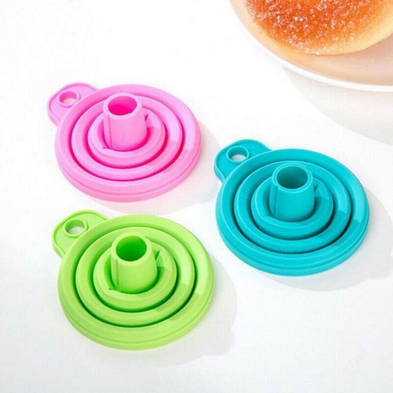 Collapsible Silicone Funnel Foldable Heat Resistant Practical Kitchen Hopper Funnels Mini Colanders Strainers Funnels