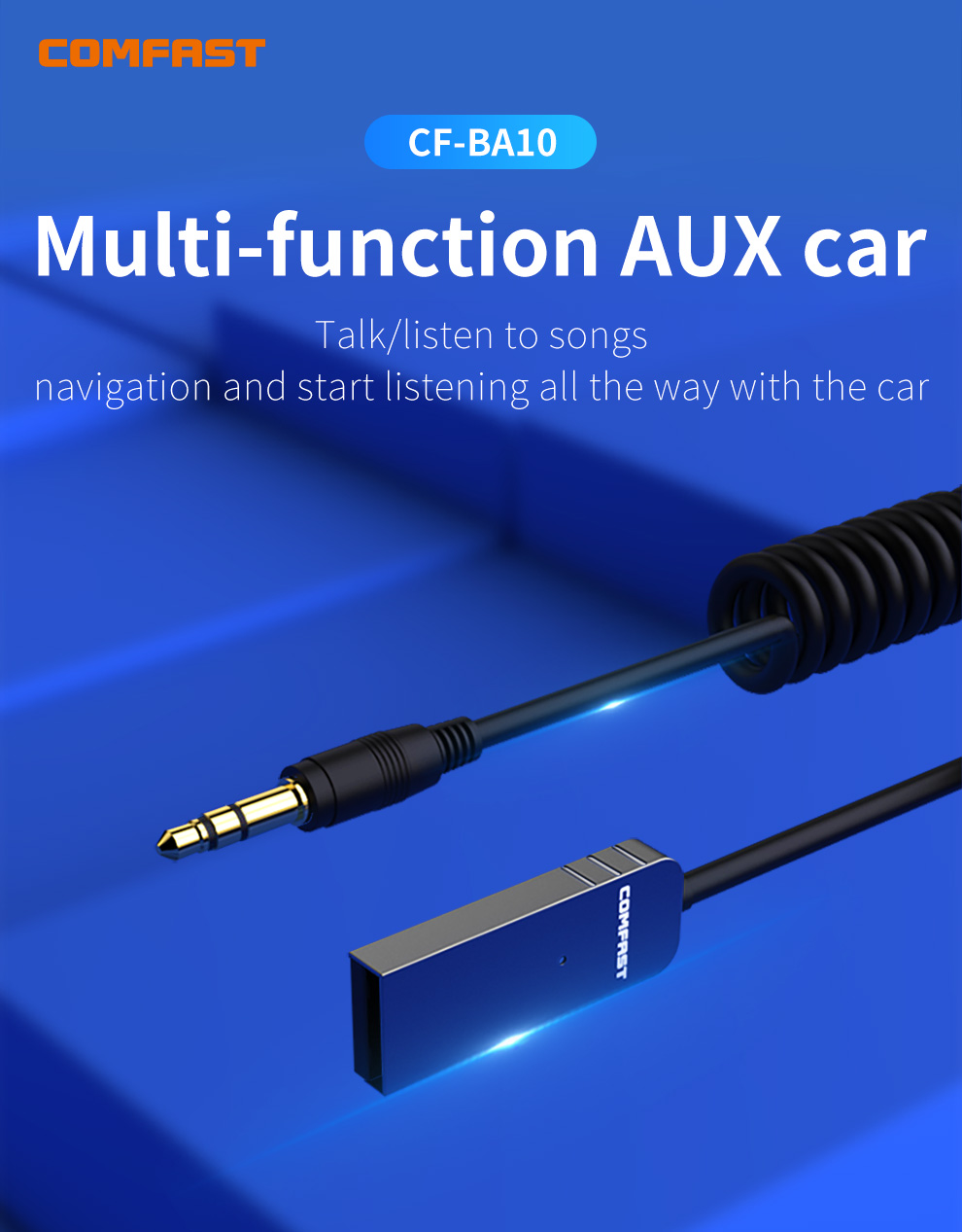 COMFAST Bluetooth Adapter 3.5mm Jack Aux BT5.1 USB Dongle Receiver Auxiliar Bluetooth For Car Speaker Audio Music Transmitter