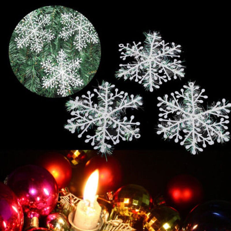 30 stks/set White Snowflake Charms Kerst Festival Party Decor Ornament Accessoires