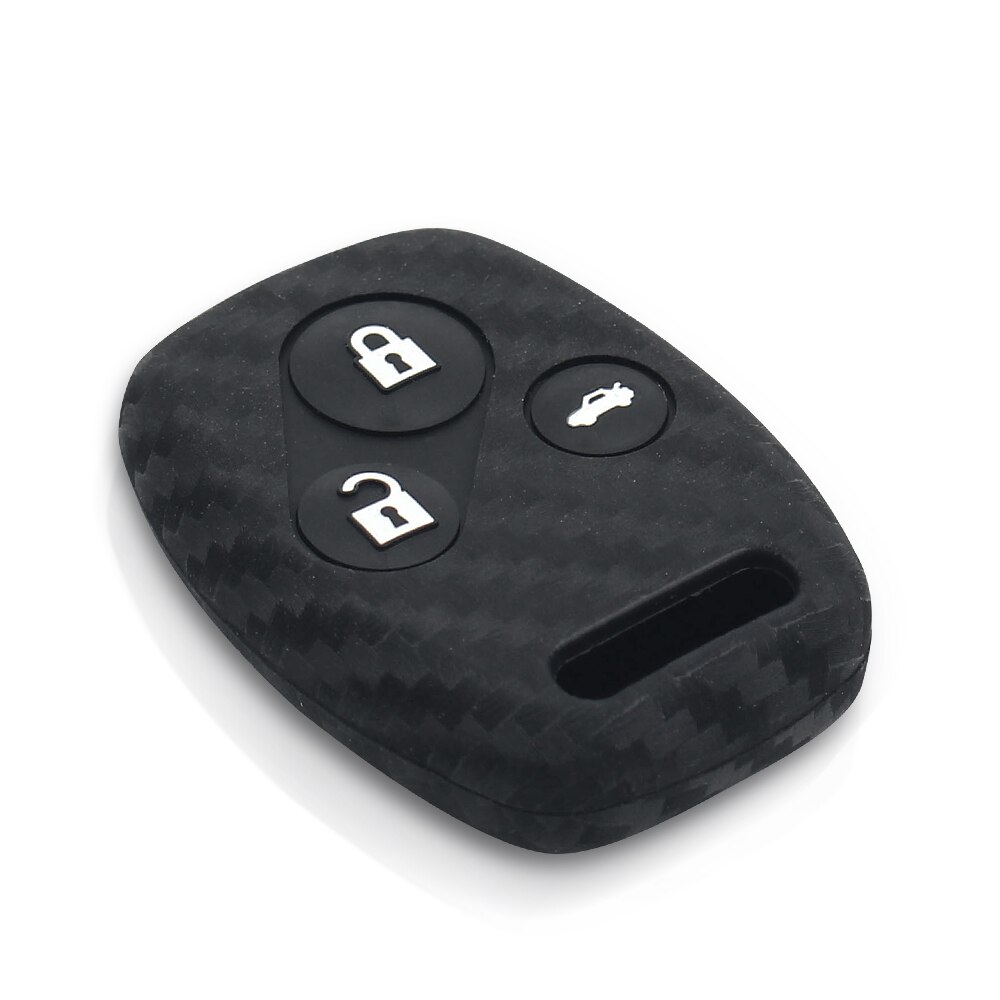 KEYYOU-funda de silicona para llave de coche, accesorio de 3 botones para HONDA Accord Civic CRV Pilot, de fibra de carbono, compatible con 2007, , , , , ,