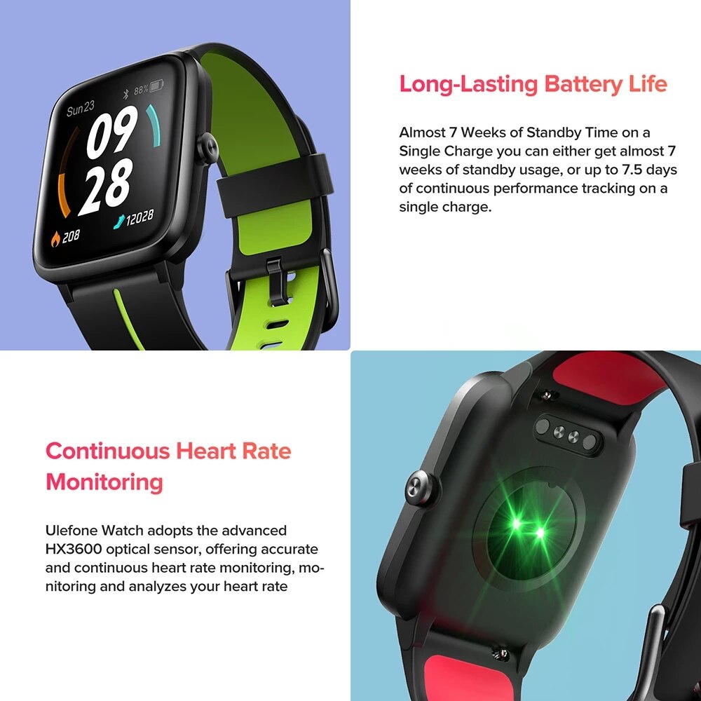 Ulefone montre GPS Smartwatch intégré GPS 5ATM bande étanche surveillance du sommeil de la fréquence cardiaque pour Android IOS montre intelligente