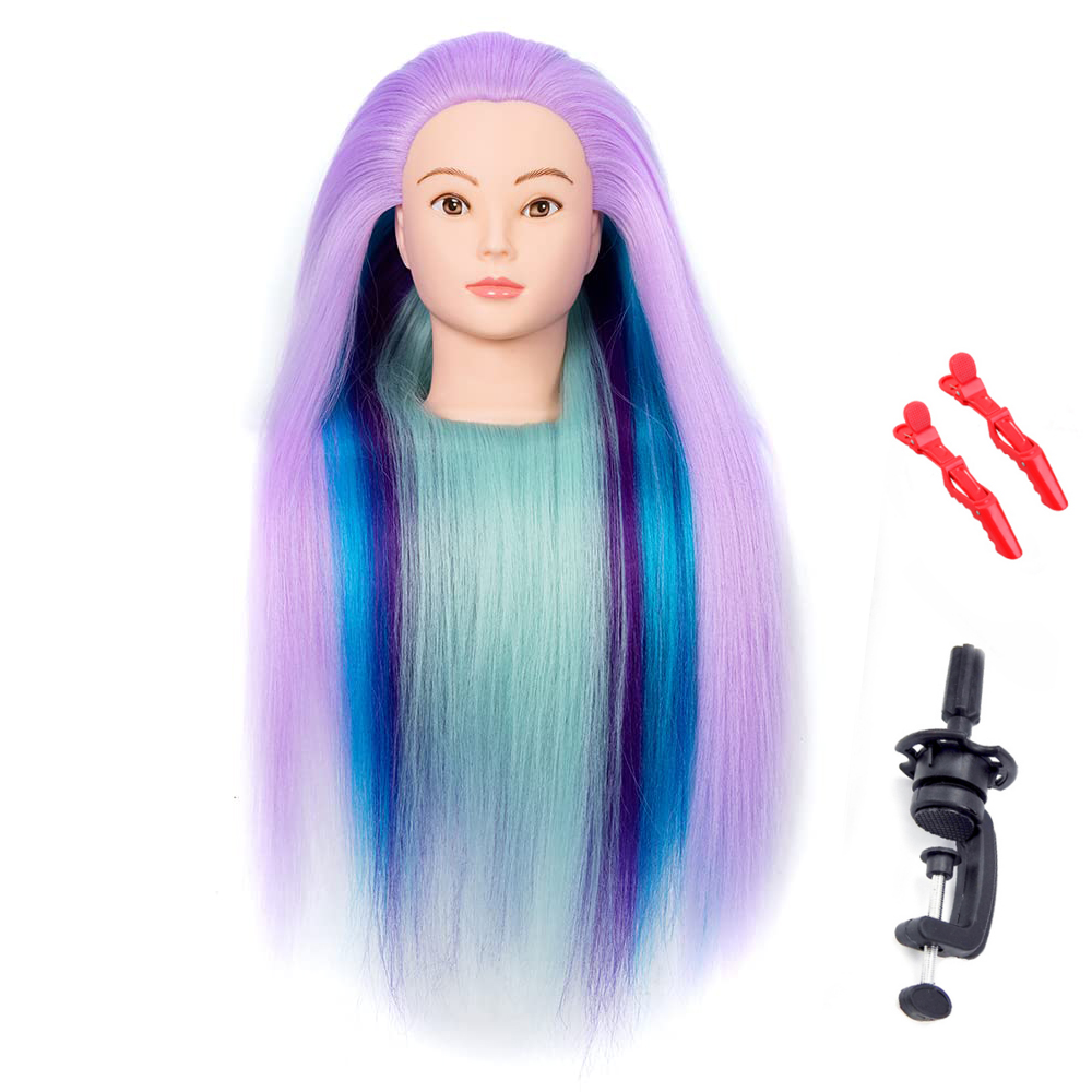 70cm Long Doll Head For Hairstyles Mannequin Head With 100% Synthetic Long Hair Training Head For Braid Hairdressing With: Beige