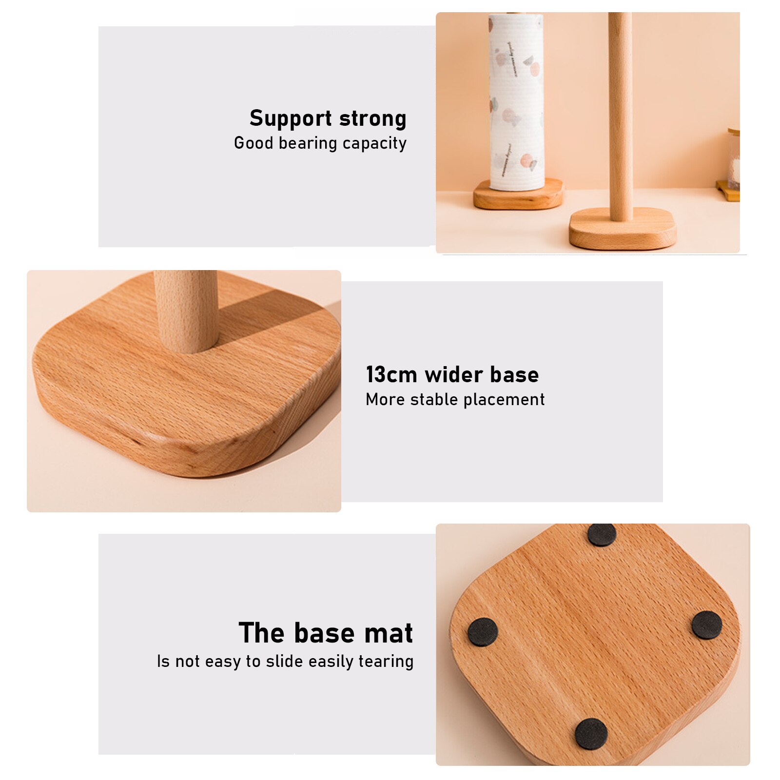 Wooden Roll Paper Stand Kitchen Paper Towel Holder Cute Cat Bird Tissue Stand Bathroom Kitchen Paper Hanger Cabinet Organizer