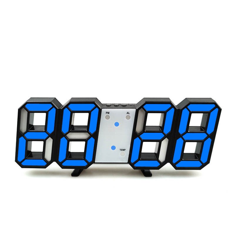 Tafel Klokken Led Digitale Wekker Digitale Klok Bureauklok Nachtkastje Wandklok Decoratieve Tafel Klok Met Thermometer: black blue