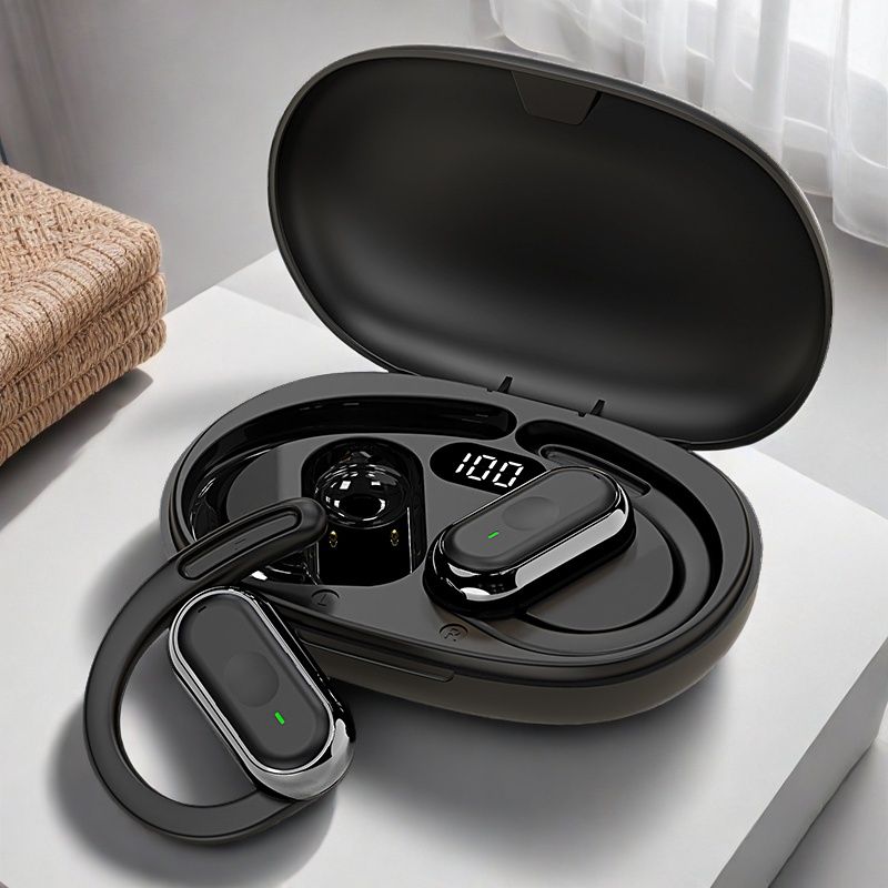 ANC Wireless Bluetooth 5.3 Kopfhörer App Noise-Cancelling Call Kopfhörer Wasserdichtes Sport-Gaming-Touchscreen-Headset: Black