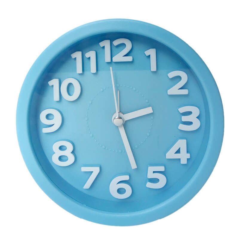 Round Alarm Clock Simple Style Wake Up Table Clock Square Silent Desk Clocks Snooze Portable Travel Alarm Clock Battery Powered: round blue