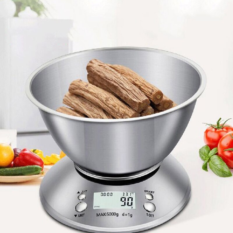 Digital Kitchen Scale for Cooking and Baking,Multifunction Food Scales with Removable Bowl 2.15L Liquid Volume 11Lb/5Kg