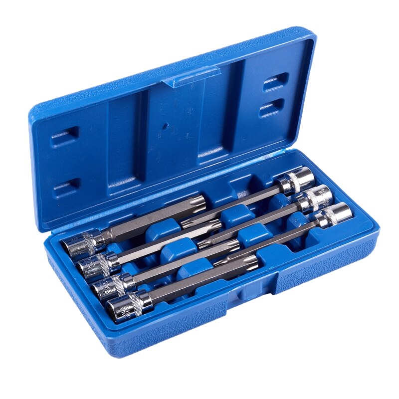 7-Piece 3/8 inch Extra Long Torx Star Bit Socket Set 110Mm Star Drill Socket Set with Box Packaging