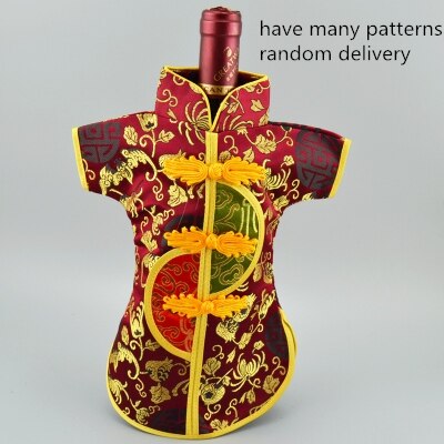 10 sztuk chińskie jedwabne satynowe woreczek pyłowy robić butelki wina dekoracja ubrań pokrywa 750ml dekoracja stołu świąteczny upominek weselny: Bordowe