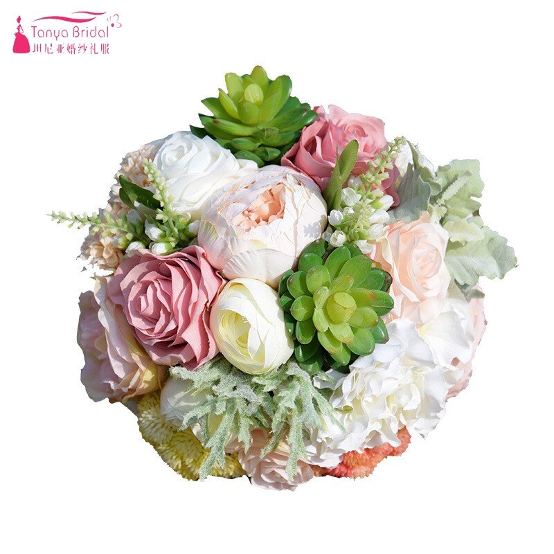 Groen Roze Kunstmatige Bruidsboeketten Voor Bruiden Casamen Kant Bruiloft Bloemen Broche Boeketten Boeket De Mariage D527