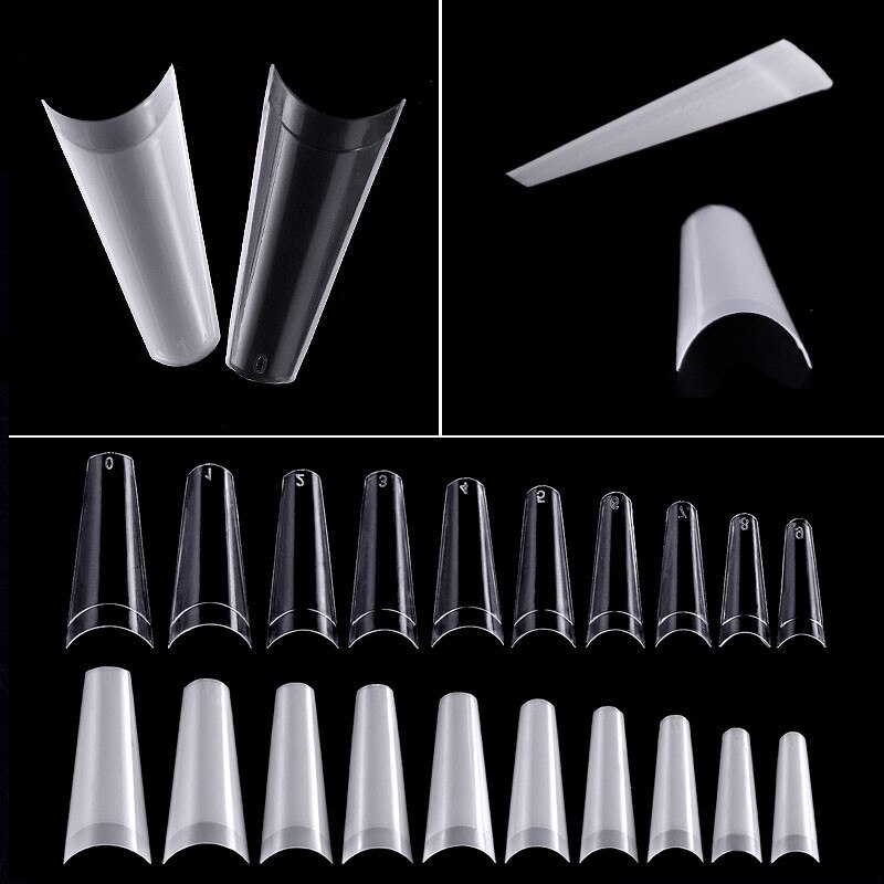 Plissé sans trace pointe d'ongle pleine bâton Version courte de gouttelette pointe faux ongles clair/blanc ultra-mince faux ongles acrylique