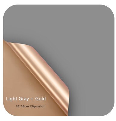 Luxury Gold Reversible Floral Wrapping Paper Waterproof Flower Arrangement Wrapping Paper Party Wrapping Paper Film: Light Gray-Gold