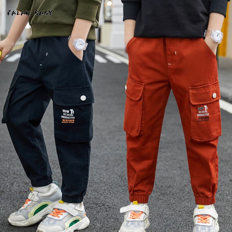 Jongens Broek Kinderen Broeken Jongens Casual Losse Stijl Lange Broek Tiener Jongens Harembroek Mode Multi-Pocket Cargo Broek
