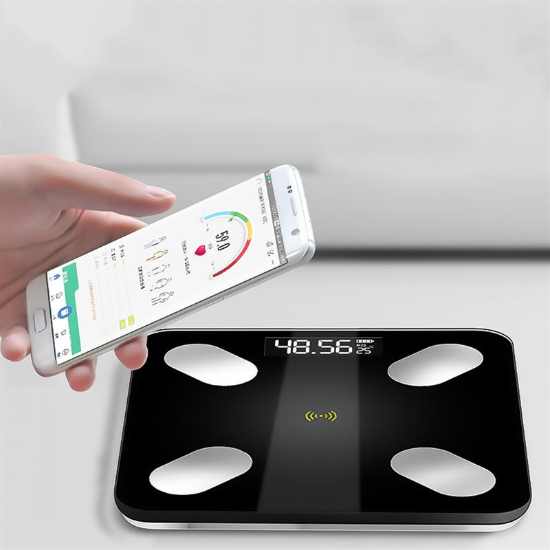 Square Body Fat Scale Smart Electronic LED Digital Scales without Battery (Black, Battery Pattern Blueteeth Body Fat Scale)