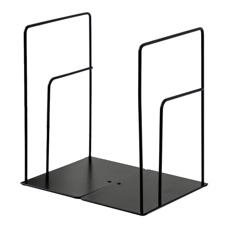 1 Pair Rectangle Bookends Book Stand Support Desktop Office Magazine Organizer Q1JC: Black