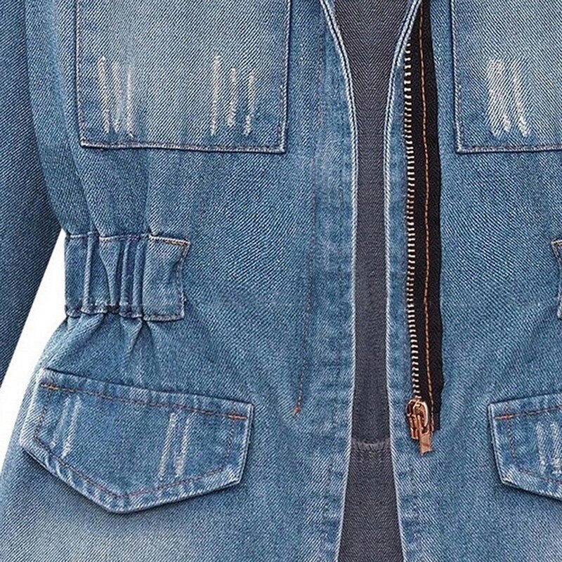 Denim jakker kvinder efterår langærmet frakke casual denim outwear toppe plus størrelse 5xl hul jakke