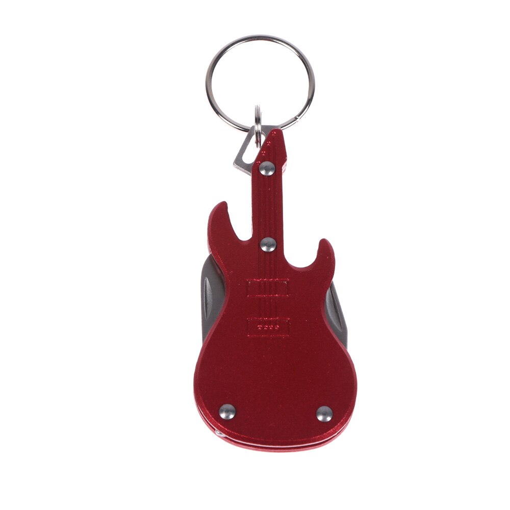 1PC Alloy Guitar Beer Bottle Opener Keychain Men Opener Keyring Men Car Key Holder Bar Kitchen Tools: Red