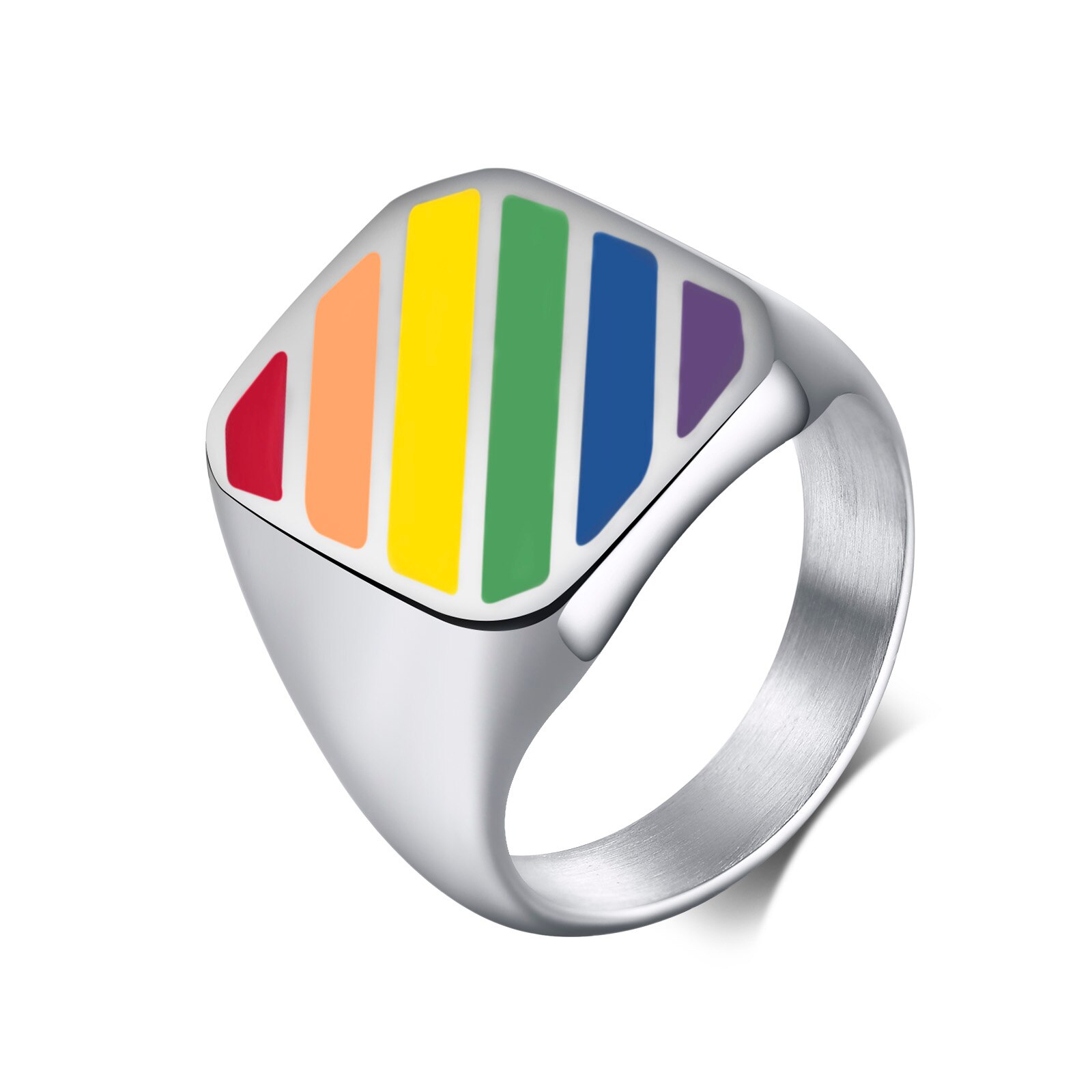Stainless Steel Rainbow Ring Men Promise Jewelry Lesbian Gay Pride LGBT: 11 / 467s