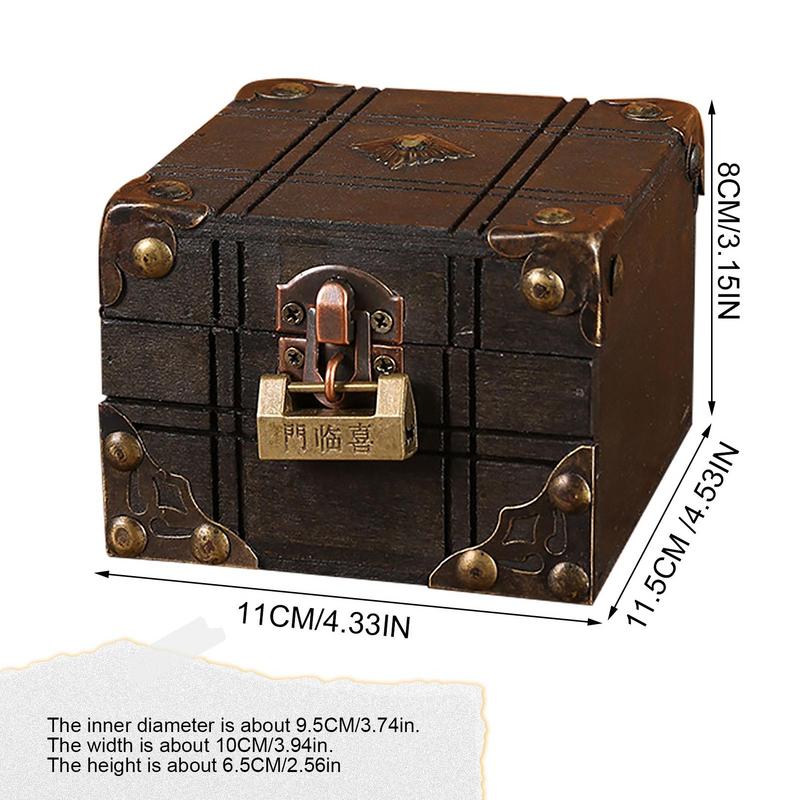 1Stck Mini Holz Lagerung Kasten fallen Schmuck Manschettenknöpfe Brust Kleines Jahrgang Schatz sperren-Kasten Schreibtisch-Organizer Für Heimat freundlicher