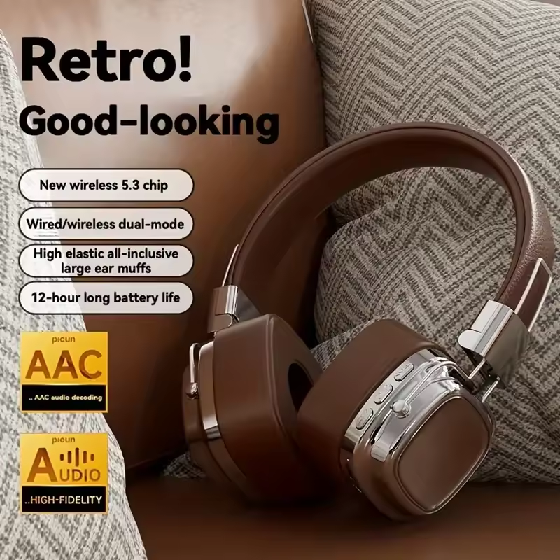 Retro On Ear Headphones Wireless Bluetooth Headsets DJ Stereo Sounds Bluetooth 5.3 Headset Gamer Choice For XiaoMi 2961