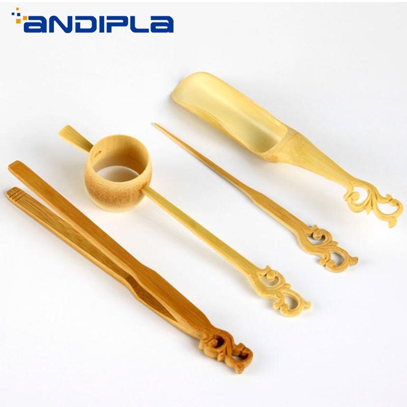 Natuurlijke Bamboe Theelepel Thee Naald Clip Schop Theezeefje Pincet Scoop Japanse Thee Set Theewaar Accessoires Handgemaakte Carving