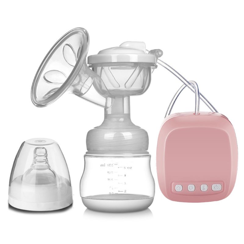 Electric Breast Pump Automatic Milker with Baby Bottle Maternal Pull Milk Maker: Pink