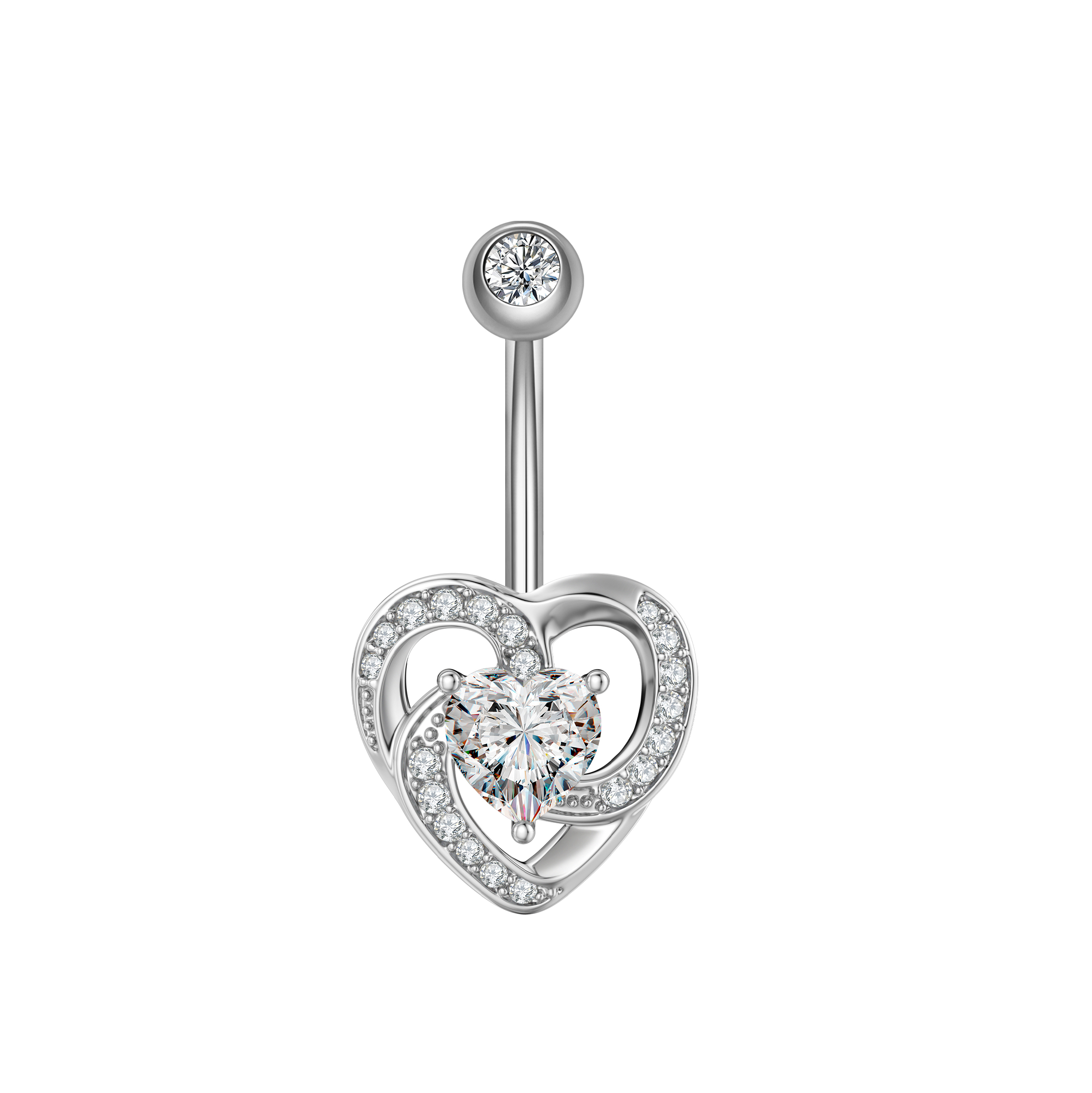 14G Hart Bloemvormige Navel Piercing Ornament Water Navelpiercing Hanger Buik Nombril Piercing Vrouwen Sieraden: Platinum Plated