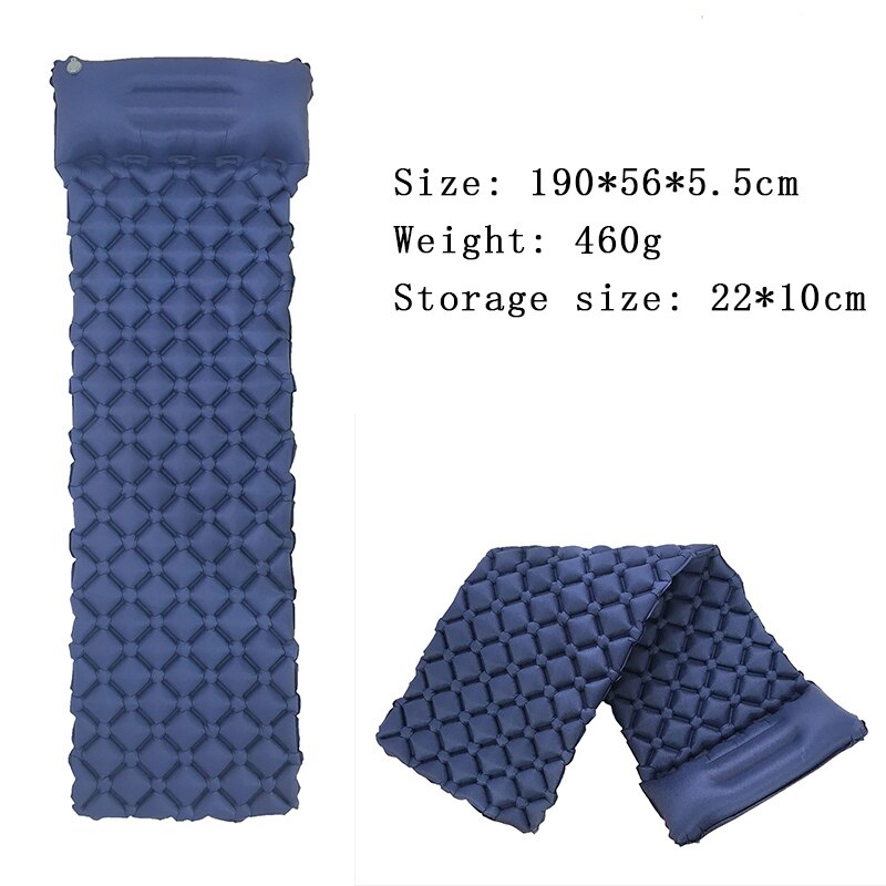 Folding Outdoor Inflatable Camping Tent Mattress Beach Picnic Hiking Sleeping Mat Backpacking Sleeping Pad With Pillow Portable