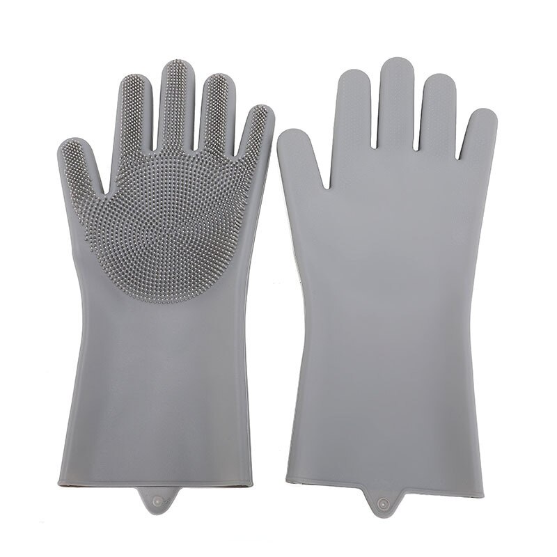 2 sztuk wielofunkcyjne silikonowe rękawice robić sprzątania magiczne silikonowe rękawiczki robić mycia naczyń robić kuchni guma domowa rękawice robić mycia naczyń: szary