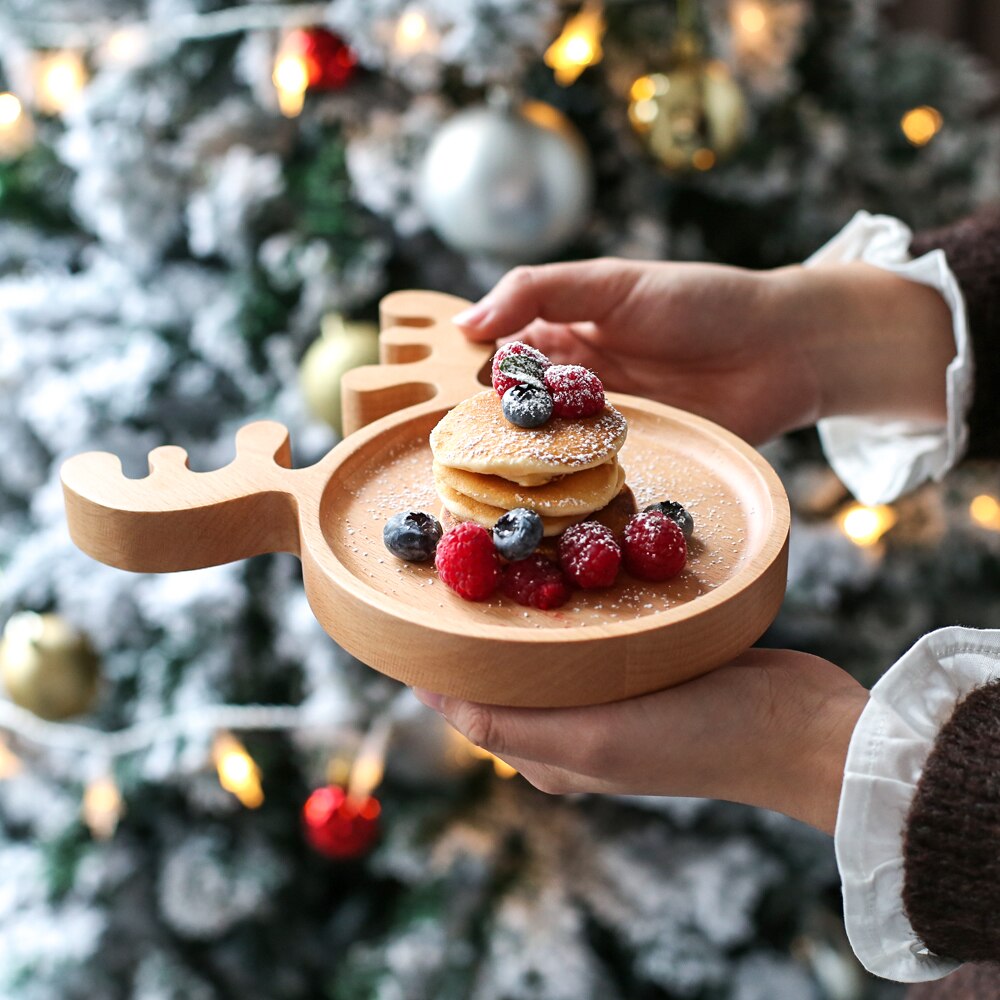 Wooden Cartoon Snack Tray Fruit Bread Dessert Cake Storage Tray Children Breakfast Cute Plate Kitchen Organizer Tools