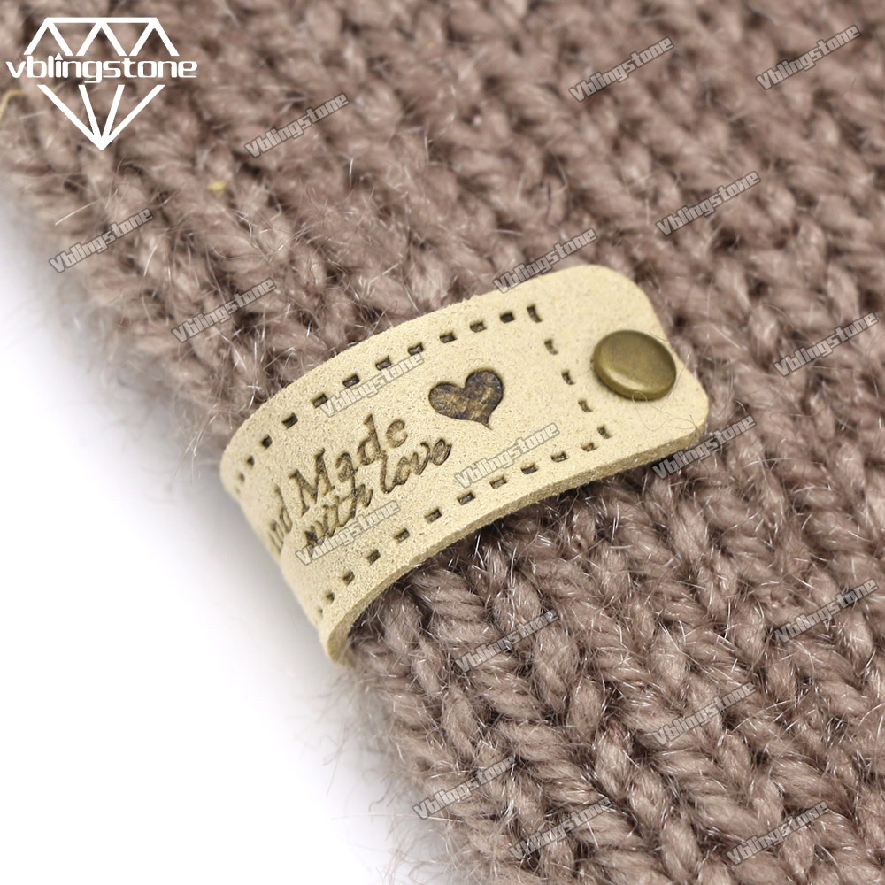 Zestawy etykiet skórzanych Ręcznie robione etykiety na ubrania Wytłaczane etykiety z metalowymi nitami z podwójną nasadką 6x8MM Akcesoria robić szycia