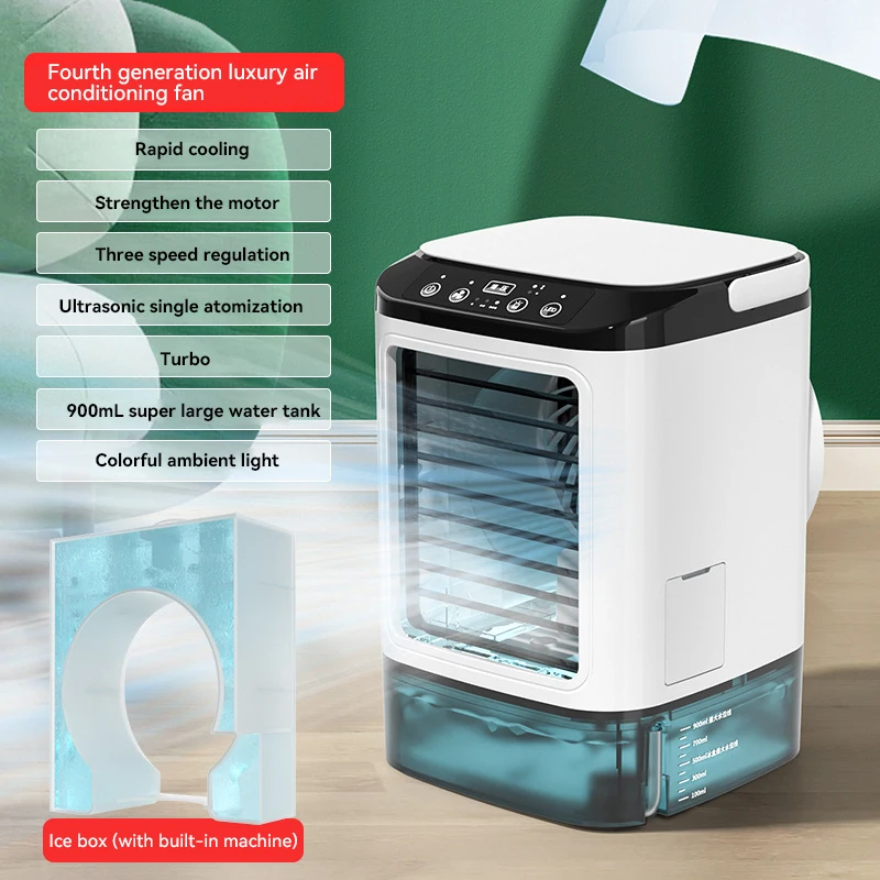 Xiaomi mijia ventilador de ar condicionado portátil spray duplo atomização ultrassônica 3 velocidades mudo refrigerador de ar luz noturna ventilador elétrico casa: Verde