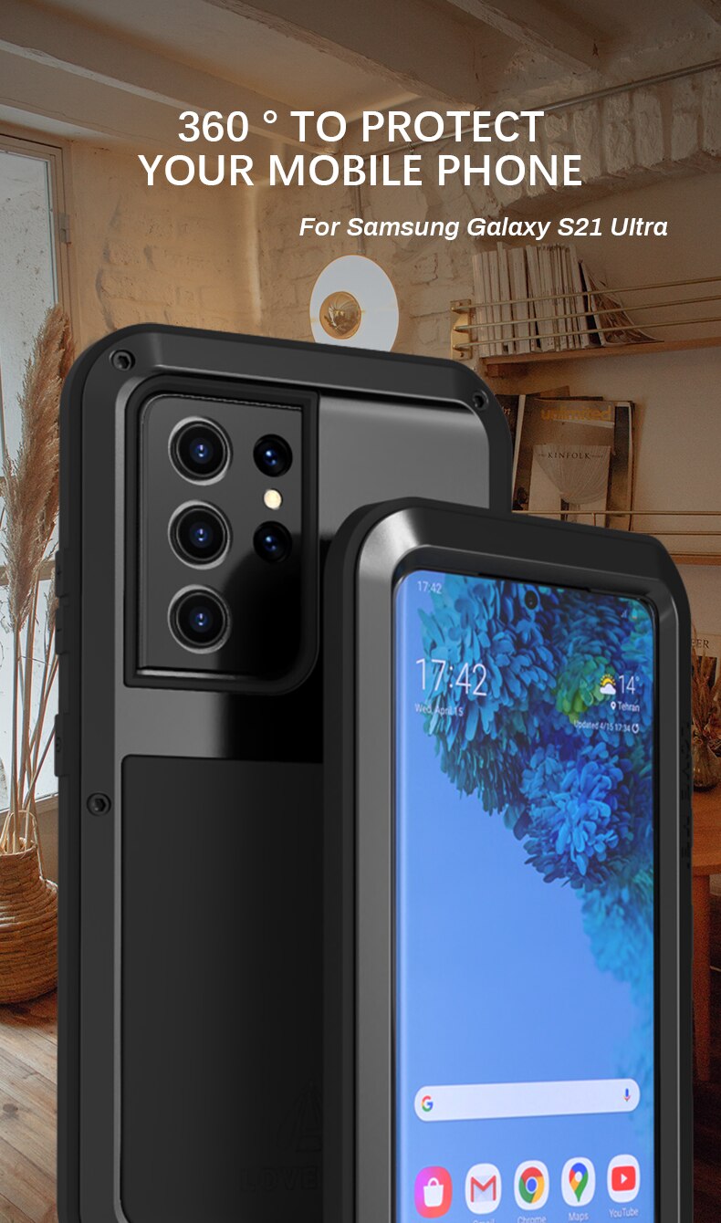 Original Love Mei Powerful Case For Samsung Galaxy S21 Ultra 5G 6.8 inch dust Shockproof Metal Aluminum Case Cover + Package