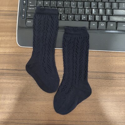 5 Kleuren Kinderen Meisje Spaanse Stijl Knie Hoge Sokken. Vintage Baby Peuter In Buis Sokken. Kid 'S Visnetten Sok Baby Socken 0-3Y: navy blue / 1-2 years old