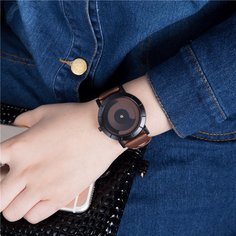 Rotatie herenhorloges leren band quartzhorloges heren sporthorloges herenhorloge relogio masculino: 152083-2