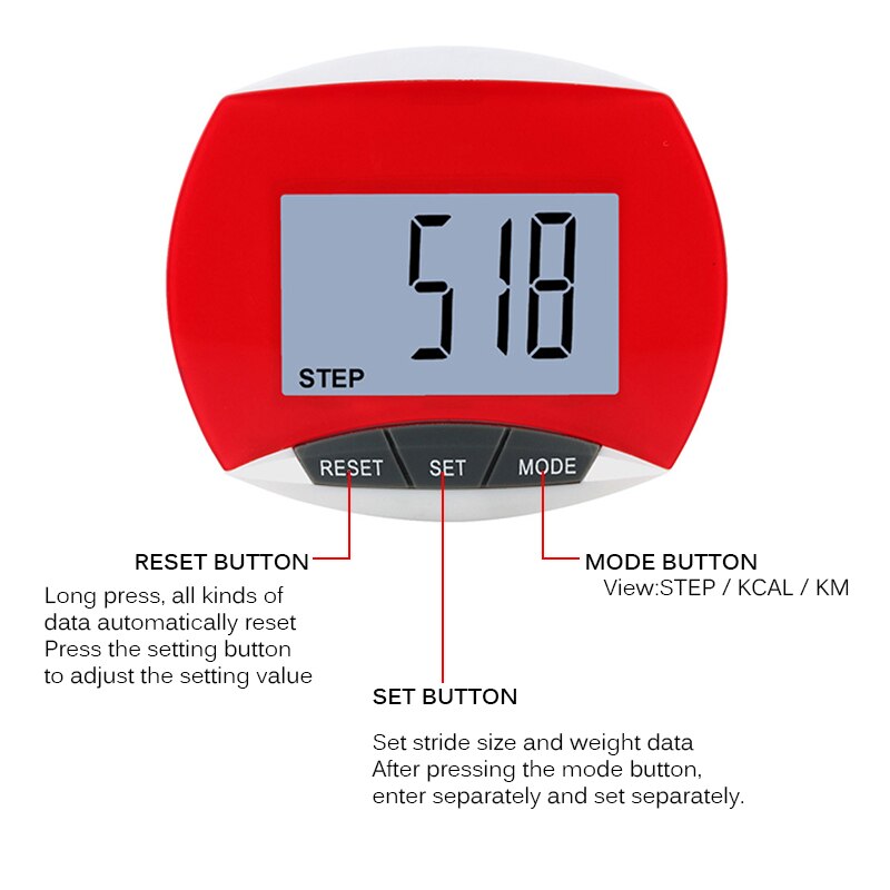 Multi-Function LCD Pedometer Step Hiking Distance Fitnes Walking Jogging Running Distance Fitness For Outdoor Running Hiking