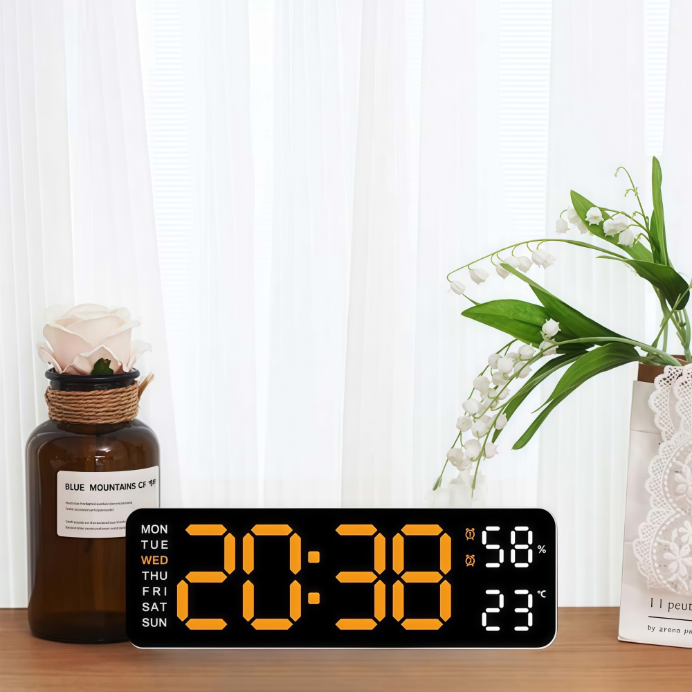 Clock Timer /kitchen/Learning Timer - Battery & USB Powered Dual Alarm Clock ，Temperature， Calendar, Auto-Dim
