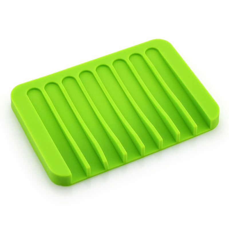 13 farver silikone fleksibel sæbeskål plade badeværelse sæbeholder sæbeboks: Grøn