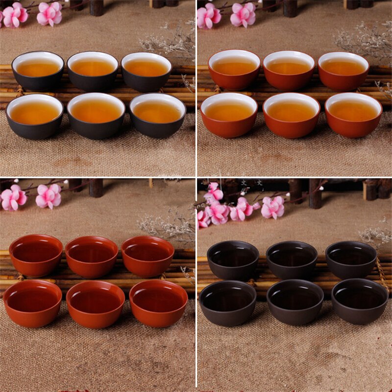 12 Stks/partij Yixing Kopjes Kungfu Thee Cup Paarse Klei Thee Set 30Ml Cups Drinkware Porseleinen Thee Set