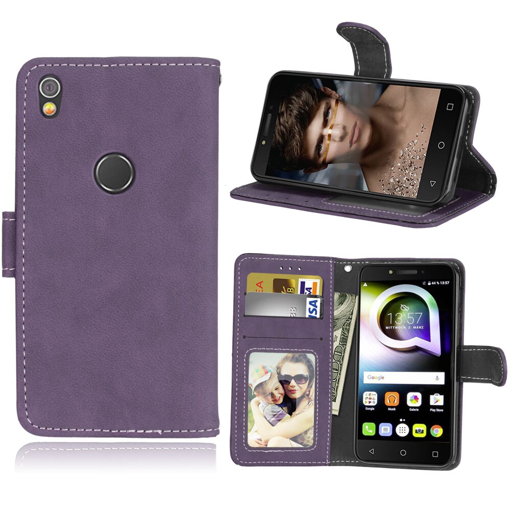 Wallet Case Voor Alcatel Shine Lite 5080X Flip Telefoon Lederen Cover Voor Alcatel Shine Lite One Touch Shine Lite 5080 5080X Shell: Purple