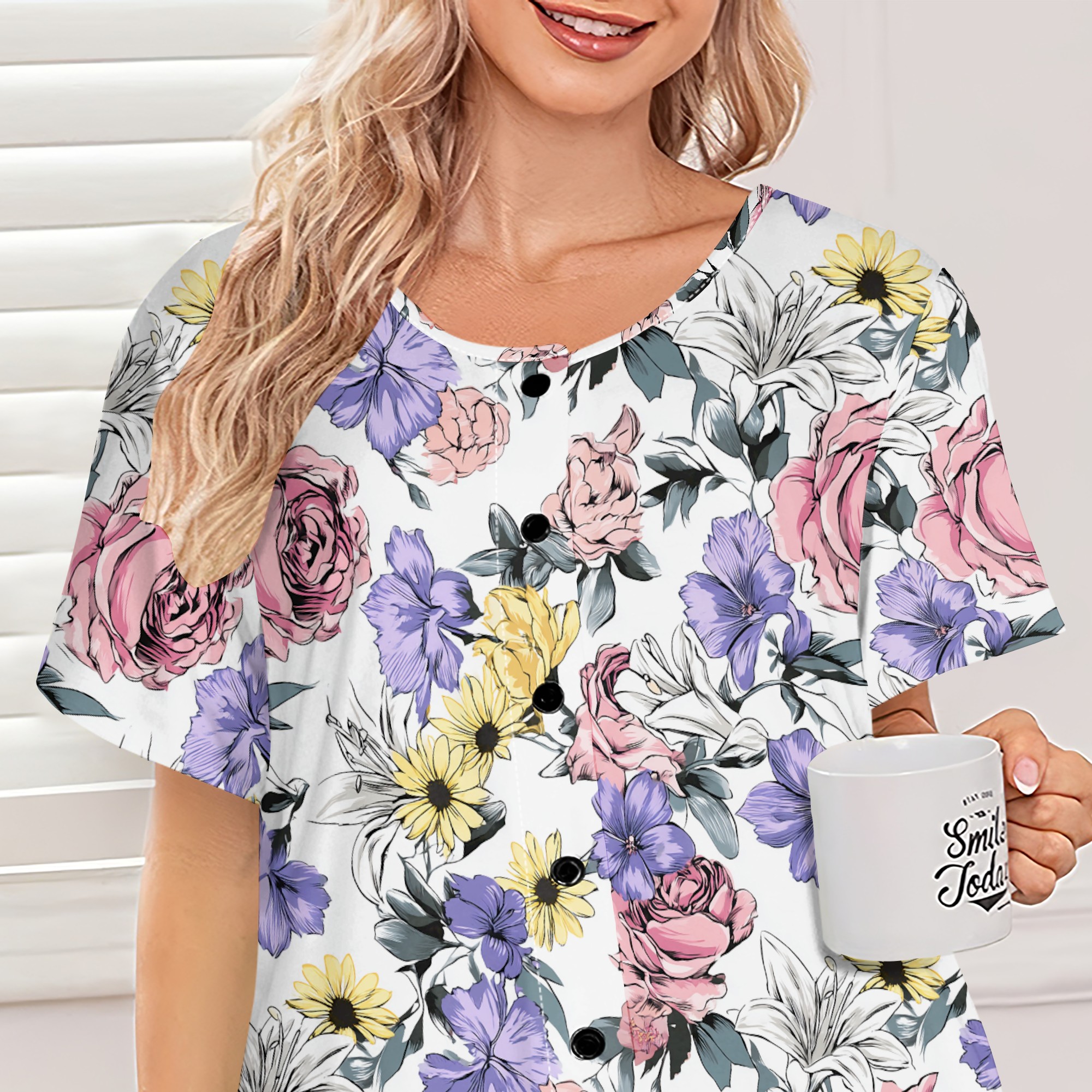 Blomsterprint sommerkjole dame afslappet kjole med knapper og korte ærmer s -3xl vintage blomstermønster