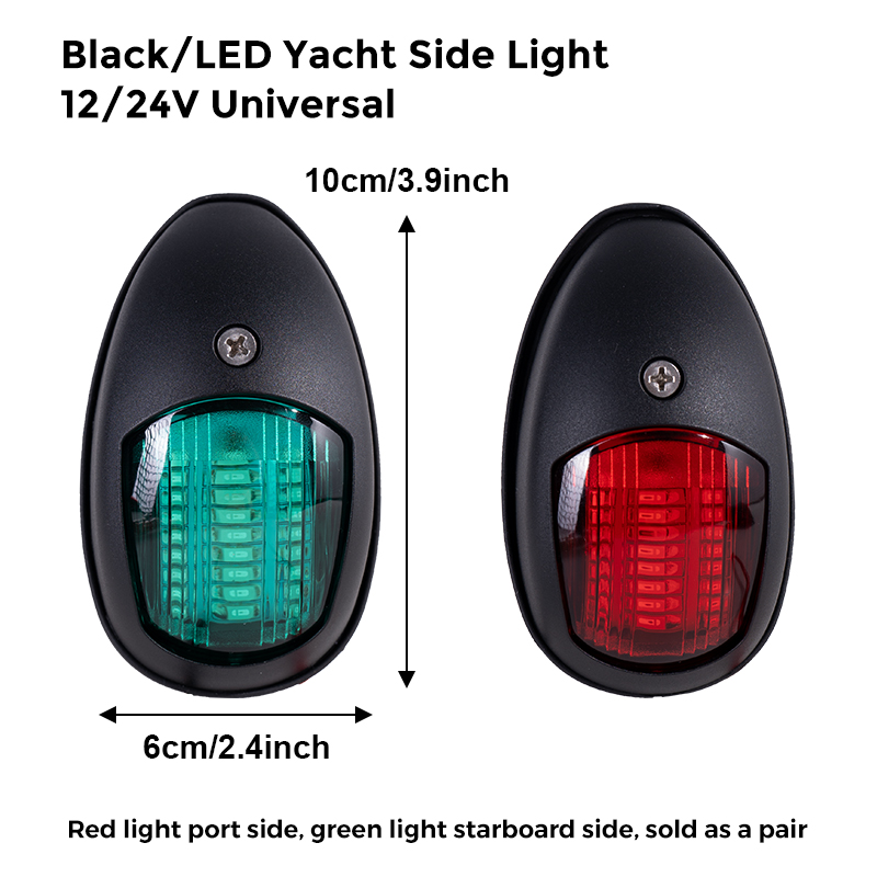 Ship navigation light LED side and left side light Yacht side light Sailing light for boats channel light side light signal ligh: black
