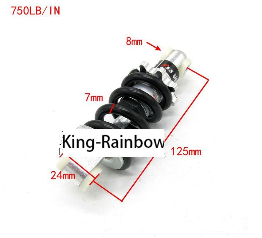1pcs 1200LB/IN 750LB 650LB Motorcycle Air Shock Absorber Rear Suspension For 47cc 49cc Motor Scooter ATV Quad: 125MM 750LB